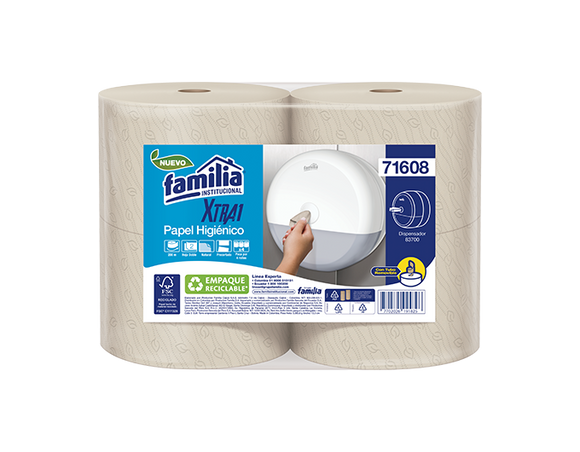 Familia Papel higiénico Jumbo extra natural hoja doble 4 Unidades x 200 Metros