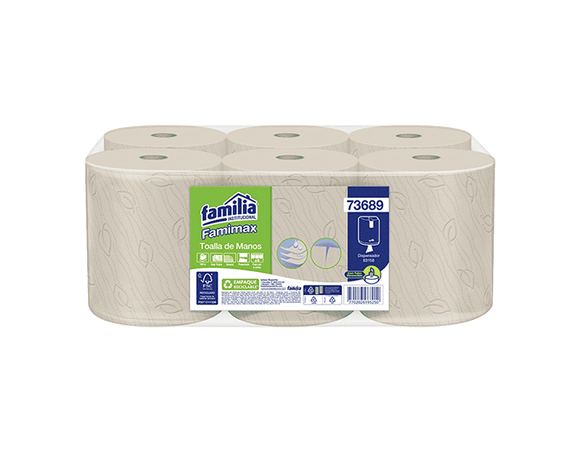 Familia Toalla de manos Natural rollo 6 unidades x 100 metros